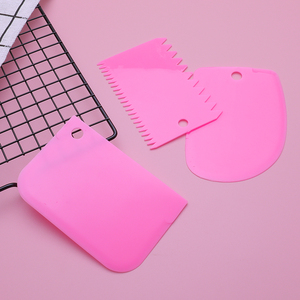 Bánh công cụ 3 miếng nhựa bột dao Icing <span class=keywords><strong>fondant</strong></span> scraper trang trí đồng bằng mịn lởm chởm - Product Image 6