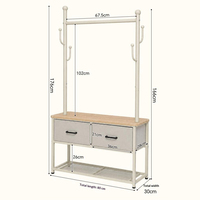 Meuble de rangement à tiroirs en métal, porte-vêtements et étagères à chaussures, banc à chaussures, porte-vêtements pour l'organisation du couloir, de l'entrée et du buanderie