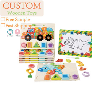 Giocattoli in Legno Personalizzati con Materiali Sicuri, Giochi Educativi Montessori per la Prima Infanzia, <span class=keywords><strong>Puzzle</strong></span> con Pioli per Bambini - Product Image 1