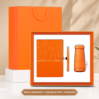Coffret Cadeau d'Accueil d'Entreprise : Carnet A5 Étoilé, Stylo et Parapluie Pliant 6 Volets – Idéal pour Souvenir d'Entreprise, Cadeau pour Employés et Clients