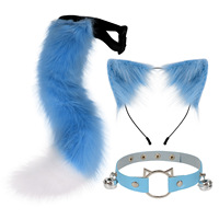 Serre-tête oreilles de chat simulées faites à la main, accessoire queue de renard, ensemble oreilles et queue d'animal style anime, collier, pince à cheveux, pour personnage de cosplay complet