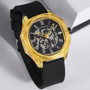 Top Chinese Brand Movement Stainless Steel Waterproof Transparent Luxury Wrist Skeleton Automatic Mechanical Men Watch