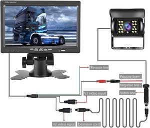 Système <span class=keywords><strong>de</strong></span> caméra <span class=keywords><strong>de</strong></span> <span class=keywords><strong>recul</strong></span> pour voiture avec moniteur LCD TFT <span class=keywords><strong>7</strong></span> pouces, vision nocturne infrarouge 18 IR, caméra <span class=keywords><strong>de</strong></span> <span class=keywords><strong>recul</strong></span> et kit <span class=keywords><strong>de</strong></span> câble aviation 4 <span class=keywords><strong>broches</strong></span> pour camion - Product Image 4
