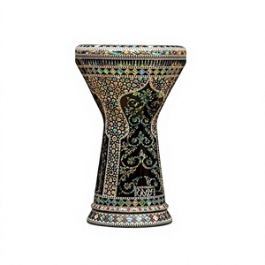 Authentique Gawharet El Fan Black Floral Arch Sombaty Darbuka 23cm Pearl Doumbek - Product Image 1