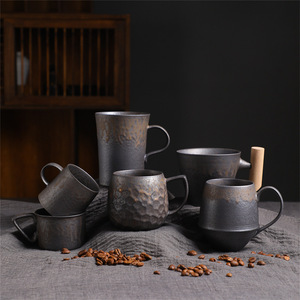 Nouvelles tasses à café en céramique créatives <span class=keywords><strong>pour</strong></span> <span class=keywords><strong>la</strong></span> maison avec motifs dorés, tasses à lait, tasses à petit-déjeuner en poterie rustique vintage - Product Image 4