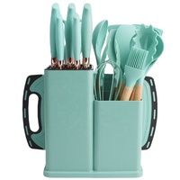 FLYWOD Accessoires de cuisine Ensemble d'ustensiles en bois et silicone pour la cuisine