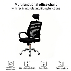 Chaise de <span class=keywords><strong>bureau</strong></span> pivotante confortable pour salle à manger, chaise de <span class=keywords><strong>bureau</strong></span> rotative à dossier en maille avec appui-tête, réglable en hauteur, prix usine - Product Image 3