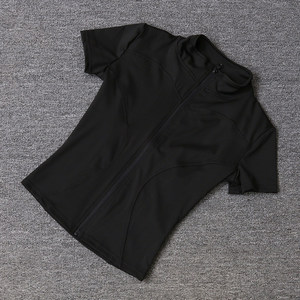 Women's Lightweight Yoga Jacket High-Elasticity Short Sleeves Stand Collar Second-Skin Fit for Fitness Training Breathable <b>Top</b> - Product Image 6