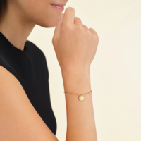 Bracelet chaîne perlée en forme de cœur à bord festonné, personnalisable en gros, en acier inoxydable 316L plaqué or PVD 18K, vierge, étanche, pour femme