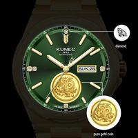 Relojes Mecánicos Automáticos Miyota Personalizados de Lujo para Hombre, con Calendario Luminoso Japonés, Moneda de Oro y Diamantes