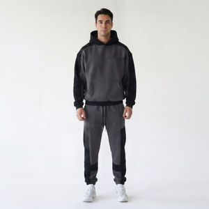 Conjunto de Sudadera con Capucha y Pantalones Deportivos de Forro Polar con Bloques de Color Personalizados, Fabricante OEM de Ropa Deportiva Urbana de Marca Privada - Product Image 1