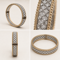 Bague Articulée Mylove en Laiton Plaqué Or Bicolore avec Micro-Pavé de Zircons Blancs CZ, Style Luxe pour Femme