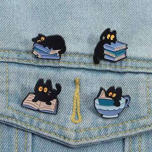 Spille in Metallo all'Ingrosso a Forma di <span class=keywords><strong>Gatto</strong></span> Nero, Serie <span class=keywords><strong>Gatto</strong></span> Cartoon, Spille Decorative in Metallo a Forma di Libro con <span class=keywords><strong>Gatto</strong></span> Carino - Product Image 3