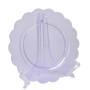 Transparent Ps Plastic Reusable Plate Dry Fruit Plate For Wedding Party