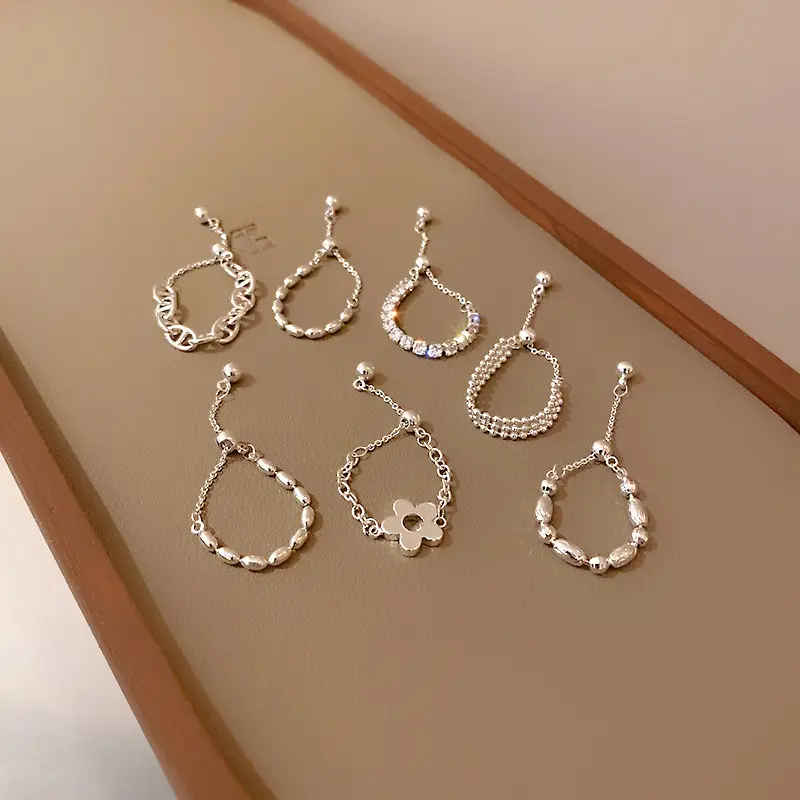 Veijer Korean Einfacher und exquisiter Pull Soft Chain Silber verstellbarer Zeigefinger ring
