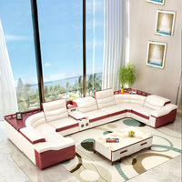 Canapé en cuir moderne simple en forme de U avec audio Bluetooth et fonction de massage pour la maison, le salon, les petits ou les grands appartements