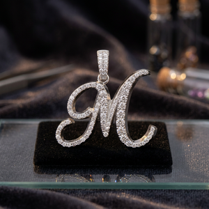 Tishya Diamond 2.50Ct Cut Moissanite Custom Letter M Sterling <b>Silver</b> Gold Plated Luxury Unisex Party <b>Charm</b> Pendant Necklace - Product Image 2