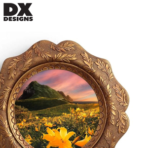 Cadre photo rond en MDF vintage floral personnalisé DX Designs, 4/5 pouces, en bois brun, pour décoration de table et murale - Product Image 2