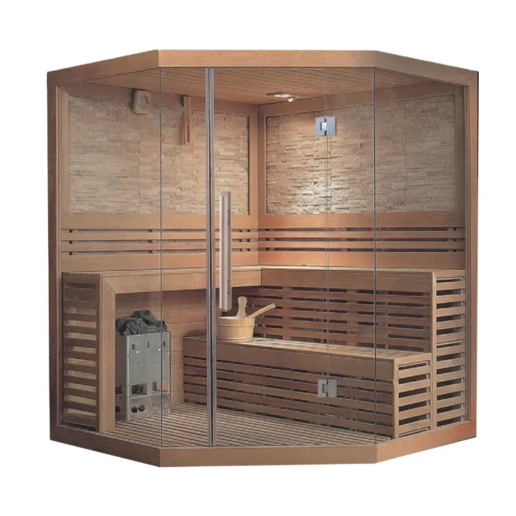 Modernes Design für 2 Personen Massivholz Freiluft-Sauna im Würfel-Design Raum Dampf-Mini-Sauna Holz-Innenraum beste Infrarot-Sauna