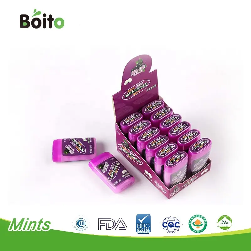 Custom Logo Boito Printing Plastic Doos Met Suiker Gratis Mint Snoep