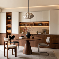 Ensemble de table à manger en noyer, buffet de style Japandi, armoire de rangement personnalisée, meubles en bois massif minimalistes, armoire à vin