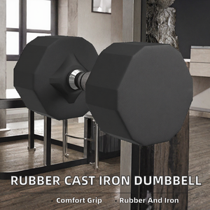 Black Rubber Coated Hex Dumbbell Cast Iron <b>Strength</b> <b>Training</b> Weights for Gym Fitness Club Home Workout - Product Image 2