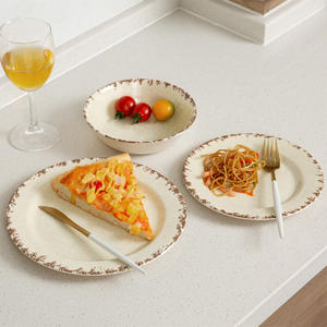 Conjunto de vajilla de comedor de lujo, conjunto de vajilla beige, vajilla de melamina redonda de calidad, conjunto de plato de desayuno - Product Image 3