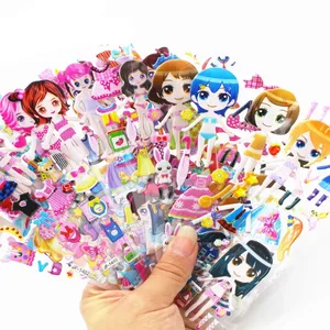 卡通装扮贴纸3D PVC贴纸儿童女孩泡泡贴纸玩具