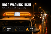 HB-GA-8100L 12-24V IP65 Barre lumineuse d'avertissement LED ambre en PC avec 15 modes de clignotement, fixation magnétique pour secours routier, vente en gros OEM