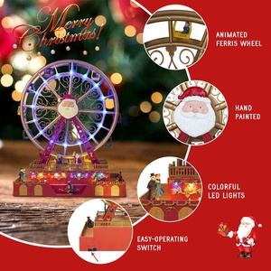 Vente en gros de boîte à musique en forme de grande roue de Noël avec lumière LED colorée et mouvement pour la décoration de Noël, jouet et cadeau - Product Image 3