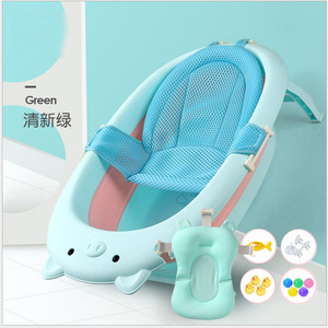 อ่างอาบน้ำเด็กพร้อมที่นั่งพับได้ขนาดใหญ่สำหรับ 0-12 เดือนวัสดุโพลีโพรพิลีน PP การออกแบบอเนกประสงค์สีเขียว - Product Image 1