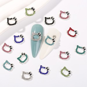 Joyería de <span class=keywords><strong>Uñas</strong></span> DIY con Diseño Simple de <span class=keywords><strong>Hello</strong></span> <span class=keywords><strong>Kitty</strong></span>, Personaje de Dibujos Animados Japonés, Aleación con Diamantes Completos, Modelo A1093 - Product Image 1