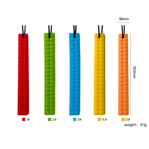 Wholesale Brick Strip Sensory Silicone Teether Baby Teething Toys Chewable Necklace BPA Free Customized Color Europe America - Product Image 5