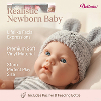 Poupées Bébés Reborn Belinda 12 Pouces en Vinyle Réalistes avec Sucette et Hochet – Jouets et Cadeaux pour Bébés Reborn