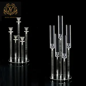 Transparent Acrylic Multi-head Candlestick Wedding Scene Hotel Western Restaurant Main Table Flower Decoration Pieces