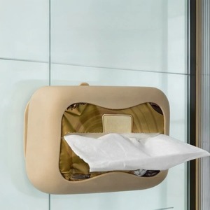 Silicone Tissue <b>Box</b> Holder Suction Cup Napkin <b>Storage</b> <b>Box</b> Wall-Mounted Tissue Drawer for Kitchen Living Room Bedroom Office Car - Product Image 6