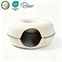 Lit pour chat Yangyangpet Donut en feutre écologique, tunnel pour animaux de compagnie à double usage, motif uni pour l'entraînement en intérieur des chatons