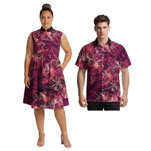 Vêtements pour amoureux à prix bas, chemise polynésienne pour <span class=keywords><strong>homme</strong></span>, robe tribale pour femme grande taille, imprimé floral des îles hawaïennes, ensemble pour couple - Product Image 1