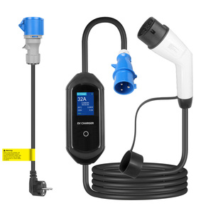 32A 7KW Portable EV Charger Type 2 CEE Plug 8 Adjustable Current 2.8" LCD 90-265V With <b>Adapter</b> Cable For Home - Product Image 1