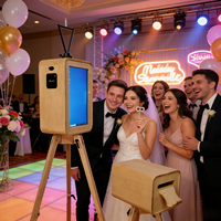 Nouvelle conception de photomaton rétro multifonctionnel en bois, design double face, photomaton en libre-service avec appareil photo
