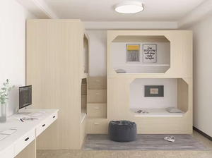 JZD tempat tidur susun ganda anak-anak, rangka baja besi logam untuk anak-anak dengan meja tangga dan lemari - Product Image 3