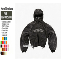 Sweat à capuche zippé pour homme avec logo personnalisé, style streetwear gothique, délavé à l'acide, 100% coton, veste bomber oversize Y2K