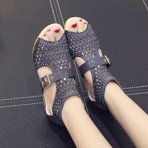 Nuovi <span class=keywords><strong>Sandali</strong></span> Estivi da <span class=keywords><strong>Donna</strong></span> con Cinturino alla Caviglia, Taglie Grandi, Scarpe da Passeggio Casual con Strass e <span class=keywords><strong>Tacco</strong></span> <span class=keywords><strong>Basso</strong></span> a Zeppa - Product Image 2