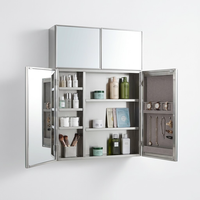 Armoire de salle de bain en acier inoxydable avec miroir, étagères multiples et porte miroir intérieure pour salon, salle de bain commerciale, décoration moderne