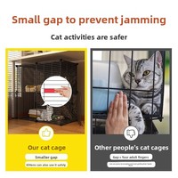 Cage à chat de luxe en fer massif, villa multi-niveaux, bac à litière, espace ouvert extra-large, durable, thermolaquée, pour intérieur, petite maison pour chat