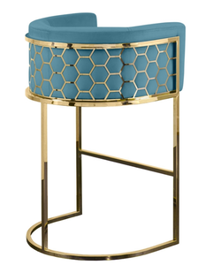 Nouvelle <span class=keywords><strong>Chaise</strong></span> <span class=keywords><strong>de</strong></span> <span class=keywords><strong>Bar</strong></span> Industrielle Moderne Multicolore en Métal Durable avec Tissu Velours et <span class=keywords><strong>Dossier</strong></span> Nid d'Abeille pour Salon et Chambre à Coucher - Product Image 6