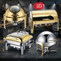 Plats de service en acier inoxydable doré de marque Ge Hong, chauffe-plats avec grande fenêtre de visualisation, capacité 6L/9L, pour la restauration et les buffets (vente en gros)