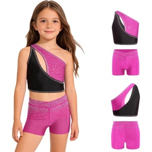 Completo da Danza per Ragazze 6-16 Anni, Top Corto con <span class=keywords><strong>Pantaloncini</strong></span> per Pattinaggio Artistico, Ginnastica, Danza Lirica, Costume per Esibizioni sul Palco - Product Image 4