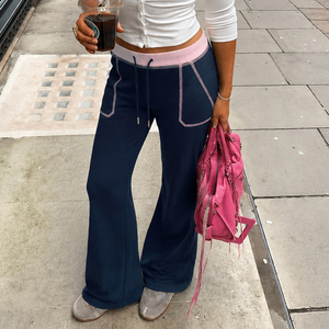 Pantalones Acampanados de Cintura Baja con Cordón Ajustable, Estilo Y2K, para Mujer, Ropa Urbana Informal de Verano, Ecológica y Transpirable - Product Image 2