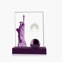 Trophée de Plaque de verre de cristal avec Base en métal, trophée de verre de cristal vierge à la mode